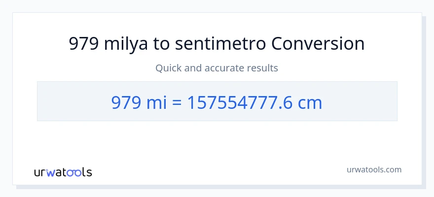 979 milya patungong Mga Sentimetro na conversion