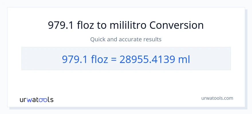 979.1 mga onsa ng likido patungong mga mililitro na conversion