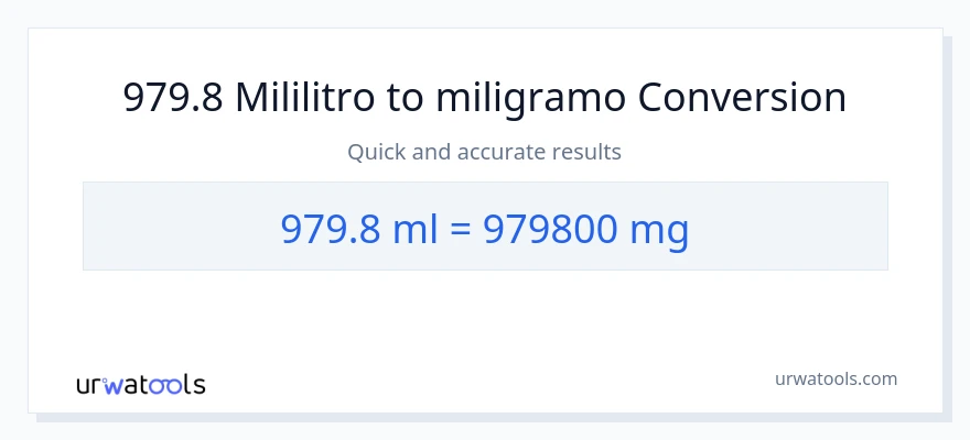 979.8 mga mililitro patungong miligramo na conversion
