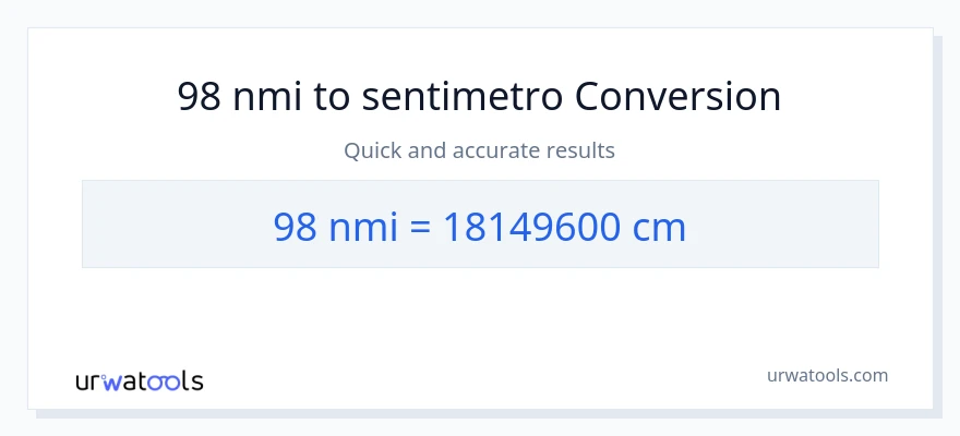 98 milyang nautikal patungong Mga Sentimetro na conversion