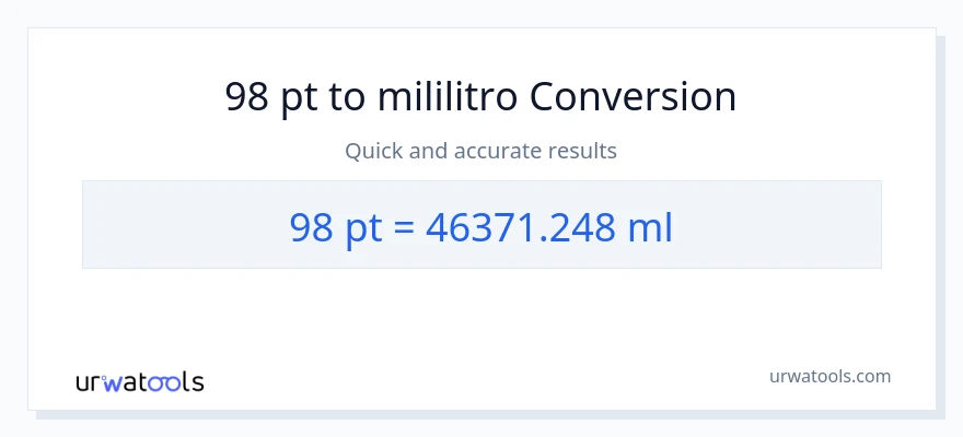 98 Pints patungong mga mililitro na conversion