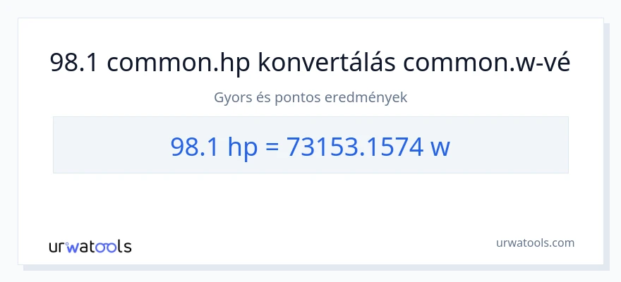 98.1 lóerő - watt konverzió