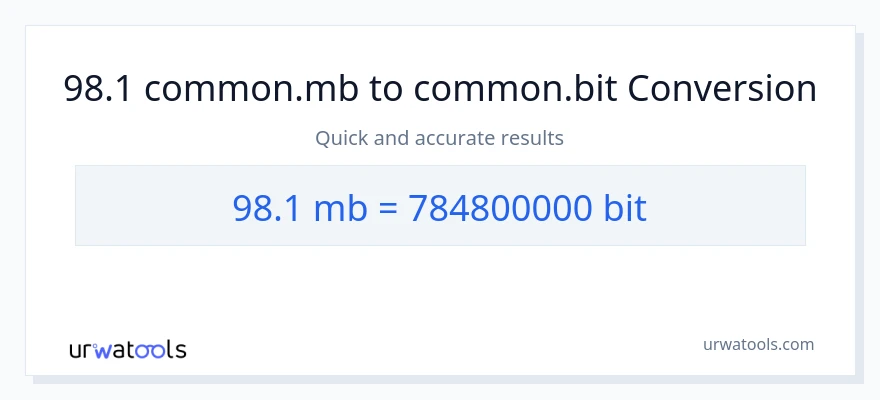 98.1 Megabytes patungong Bits na conversion