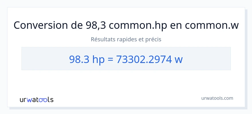 Conversion 98.3 chevaux-vapeur vers watts
