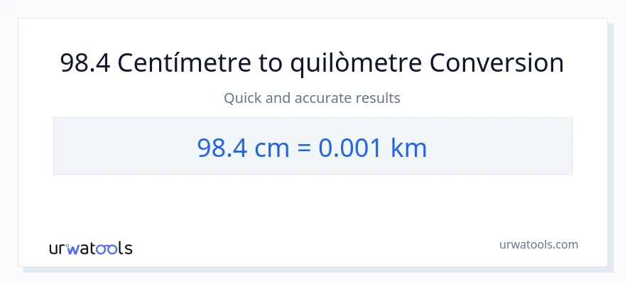 Conversió de 98.4 Centímetres a Quilòmetres