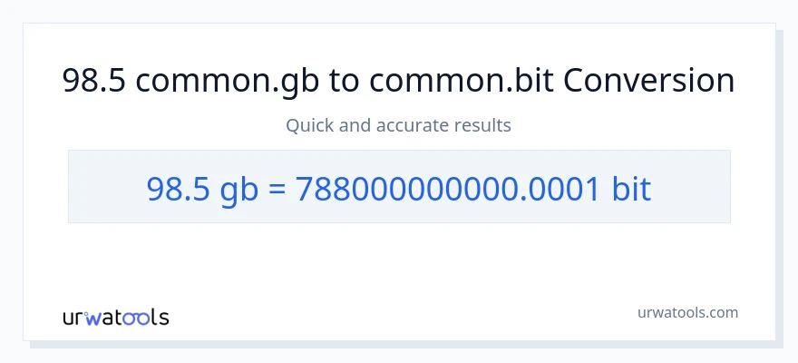 98.5 Gigabytes patungong Bits na conversion