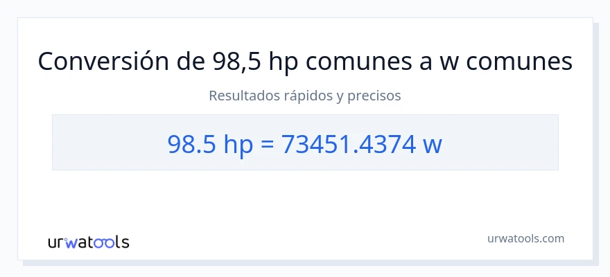 Conversión de 98.5 caballo de fuerza a vatios