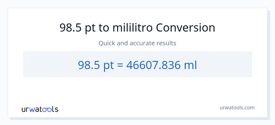 98.5 Pints patungong mga mililitro na conversion