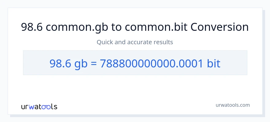 98.6 Gigabytes patungong Bits na conversion