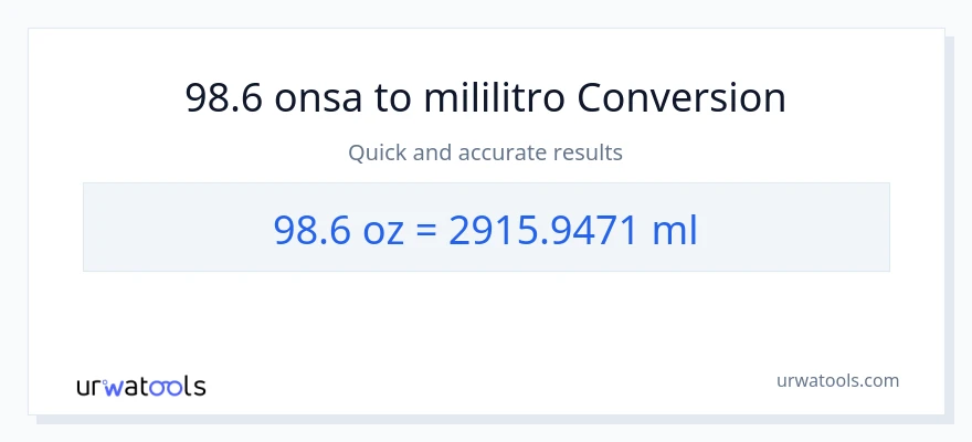 98.6 Mga onsa patungong mga mililitro na conversion
