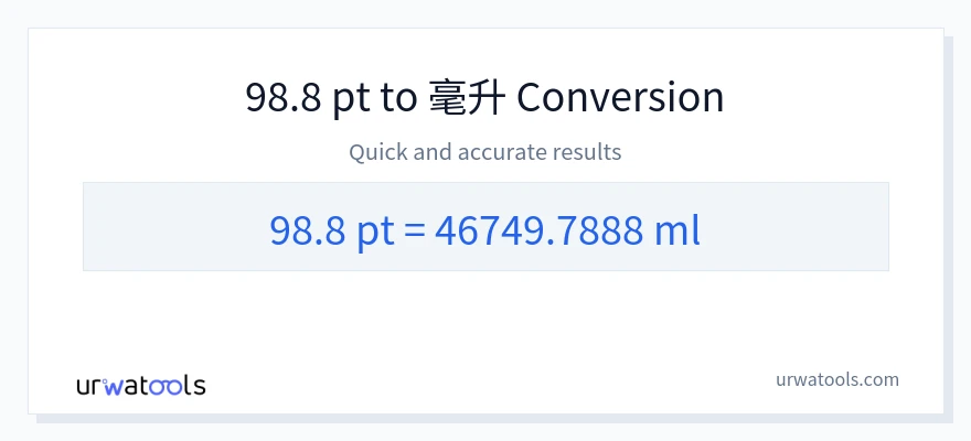 98.8 Pints 到 毫升 轉換