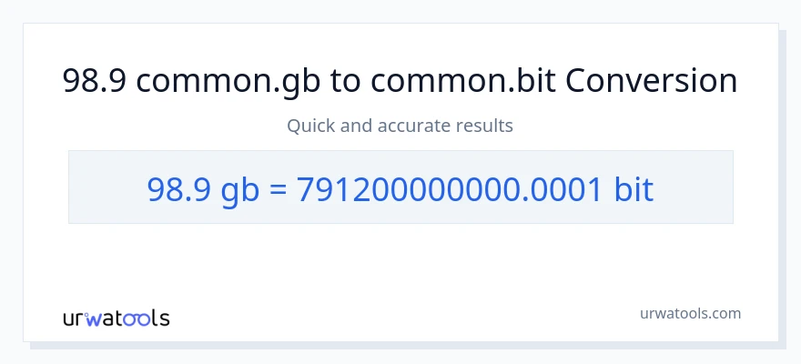 98.9 Gigabytes patungong Bits na conversion