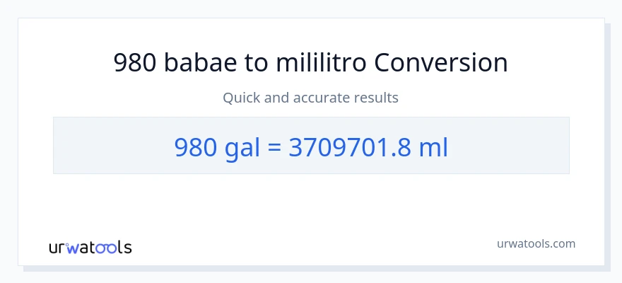 980 Mga galon patungong mga mililitro na conversion