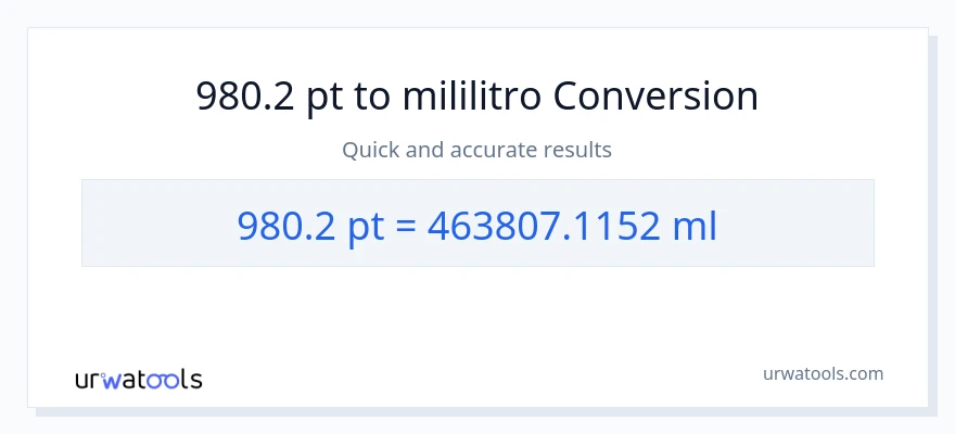 980.2 Pints patungong mga mililitro na conversion