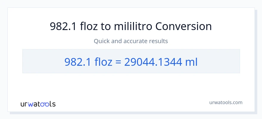 982.1 mga onsa ng likido patungong mga mililitro na conversion