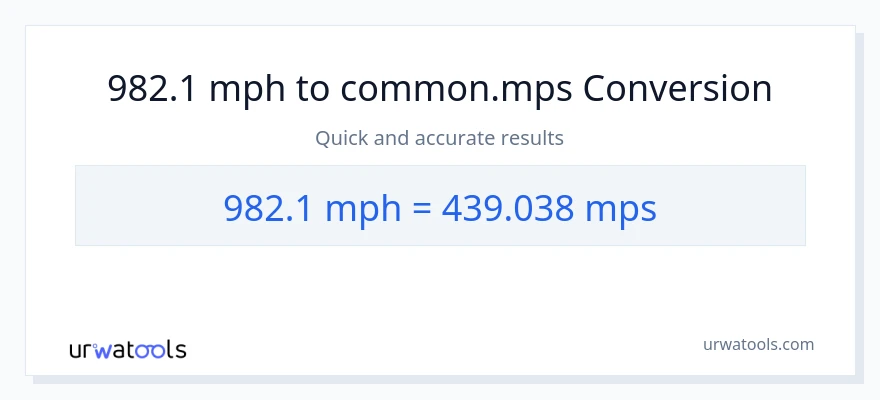 982.1 milya kada oras patungong Meters Per Second na conversion