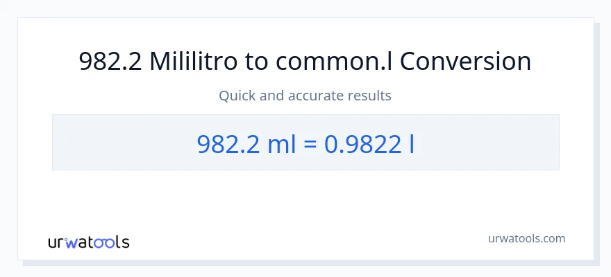 982.2 mga mililitro patungong Liters na conversion