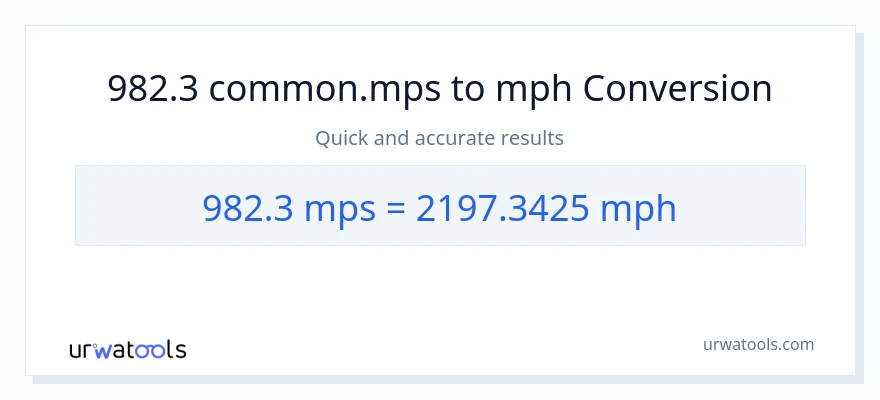 982.3 Meters Per Second patungong milya kada oras na conversion