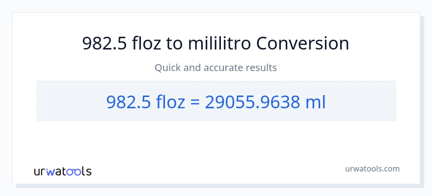 982.5 mga onsa ng likido patungong mga mililitro na conversion