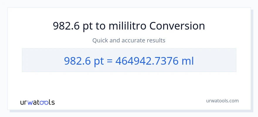 982.6 Pints patungong mga mililitro na conversion