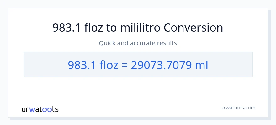 983.1 mga onsa ng likido patungong mga mililitro na conversion