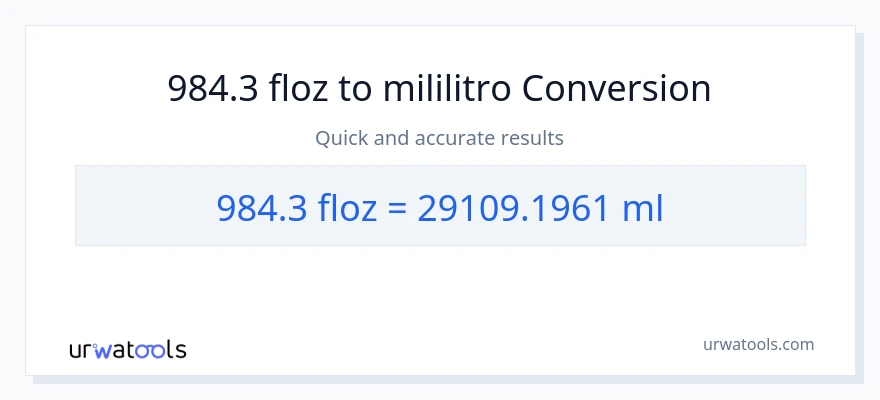 984.3 mga onsa ng likido patungong mga mililitro na conversion