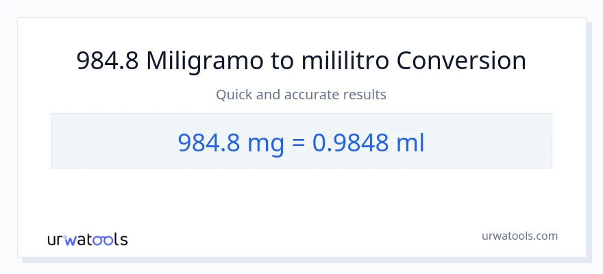 984.8 miligramo patungong mga mililitro na conversion