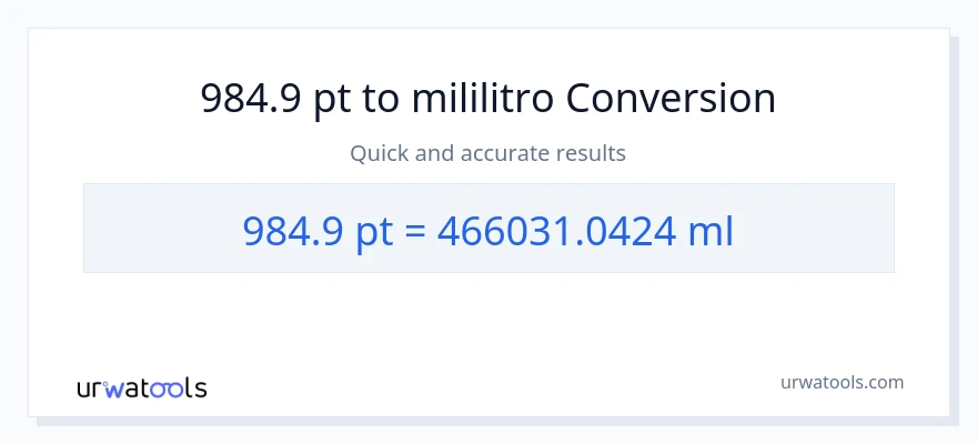 984.9 Pints patungong mga mililitro na conversion