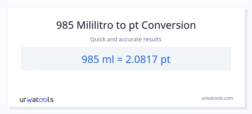 985 mga mililitro patungong Pints na conversion