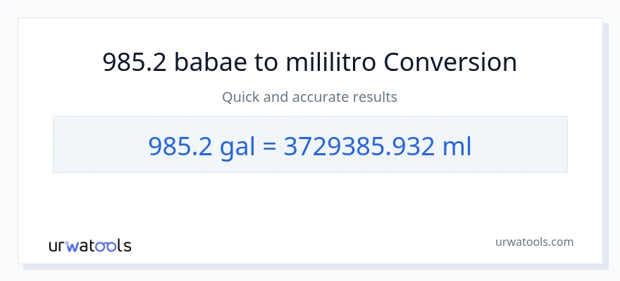 985.2 Mga galon patungong mga mililitro na conversion