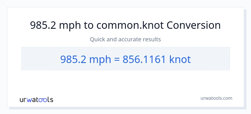 985.2 milya kada oras patungong Knots na conversion