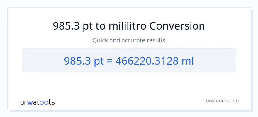 985.3 Pints patungong mga mililitro na conversion