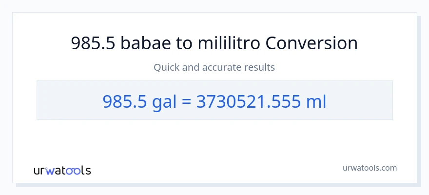 985.5 Mga galon patungong mga mililitro na conversion