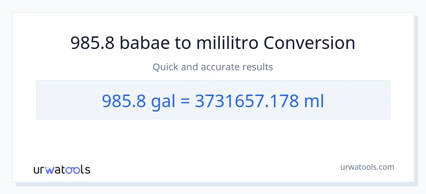 985.8 Mga galon patungong mga mililitro na conversion