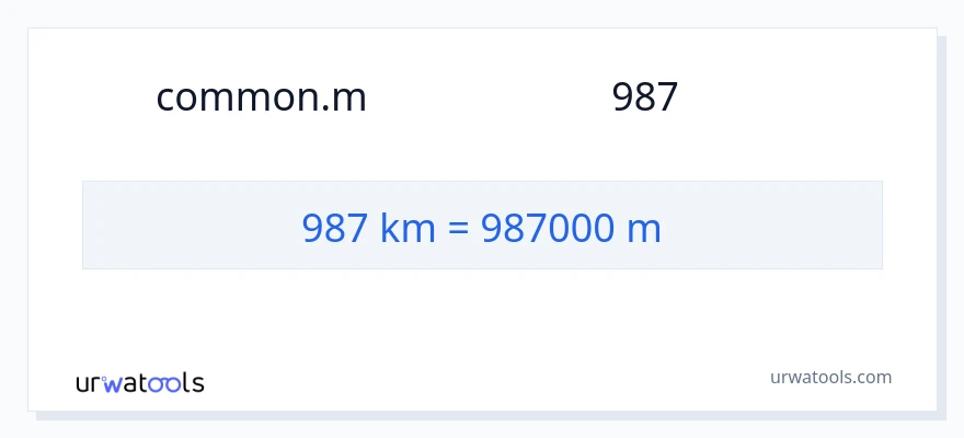 تبدیل 987 کیلومتر به متر