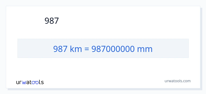 987 કિલોમીટર થી મિલીમીટર રૂપાંતર