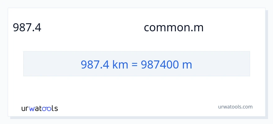 987.4 కిలోమీటర్లు నుండి మీటర్లు కు మార్పిడి