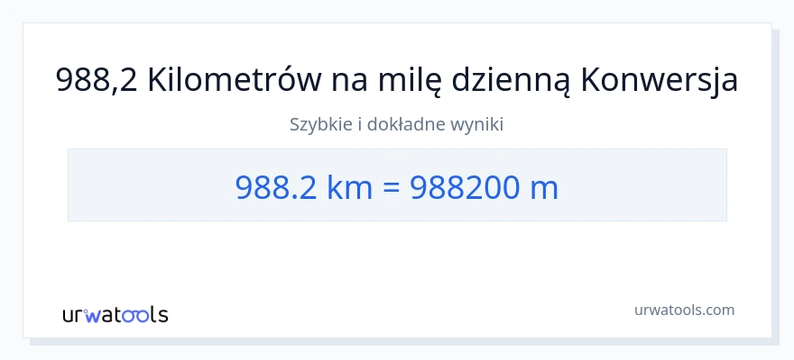 Konwersja 988.2 kilometrów do Metry