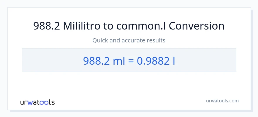 988.2 mga mililitro patungong Liters na conversion