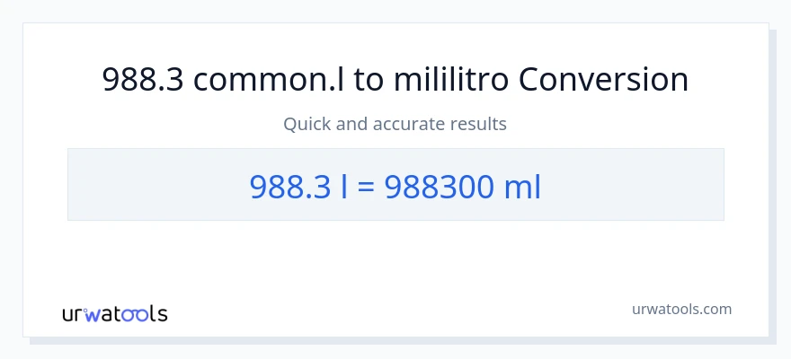 988.3 Liters patungong mga mililitro na conversion