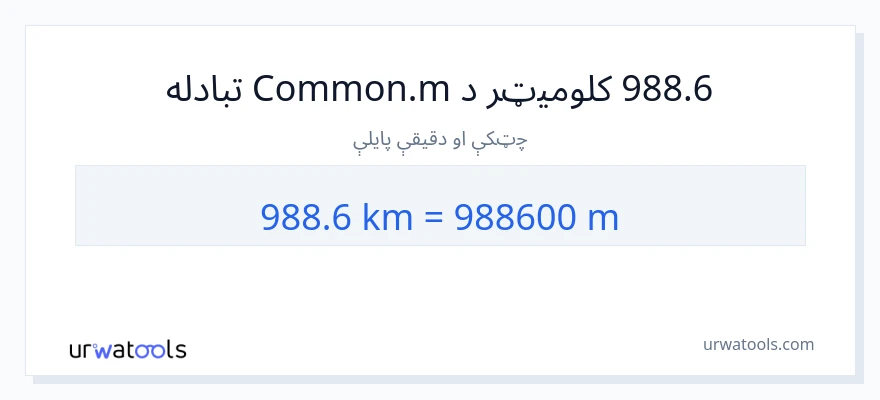 988.6 کیلومتره ته متره بدلون