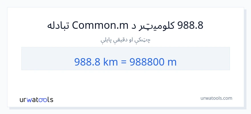 988.8 کیلومتره ته متره بدلون