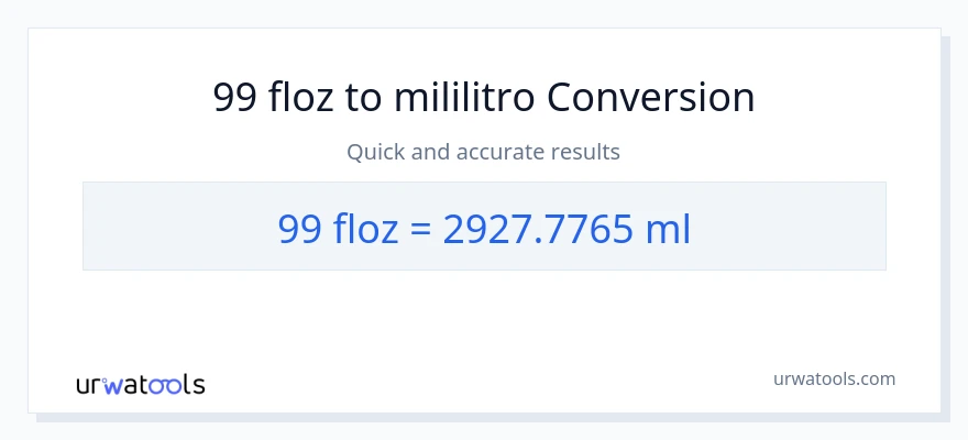 99 mga onsa ng likido patungong mga mililitro na conversion