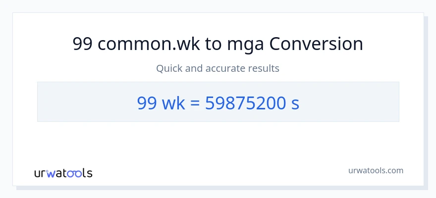 99 Mga Linggo patungong Segundo na conversion