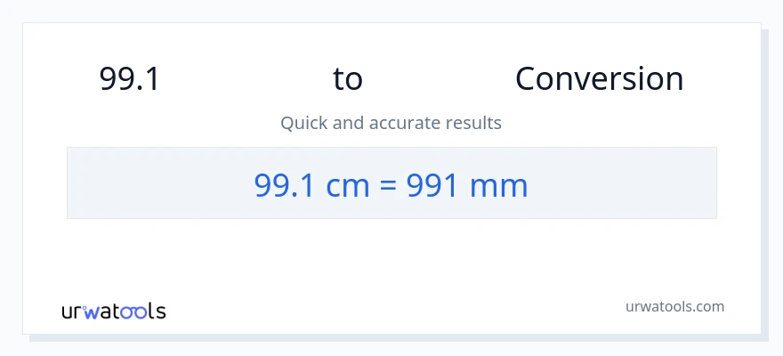 การแปลง 99.1 เซนติเมตร เป็น มิลลิเมตร