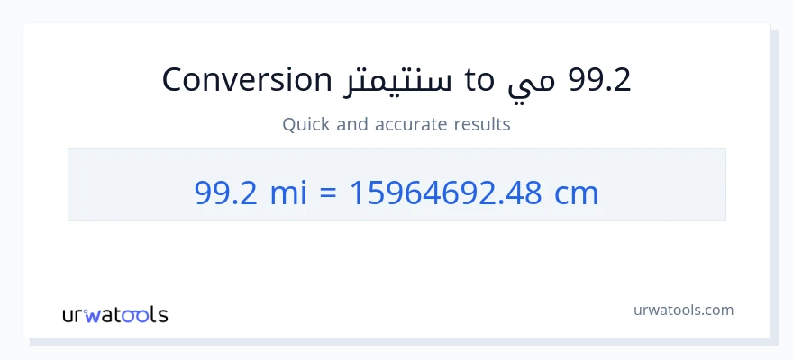 التحويل من 99.2 أميال إلى سنتيمترات