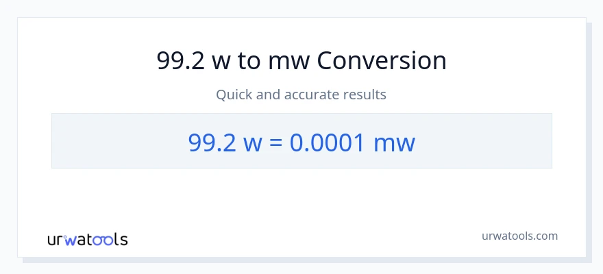 Conversió de 99.2 watts a megawatts