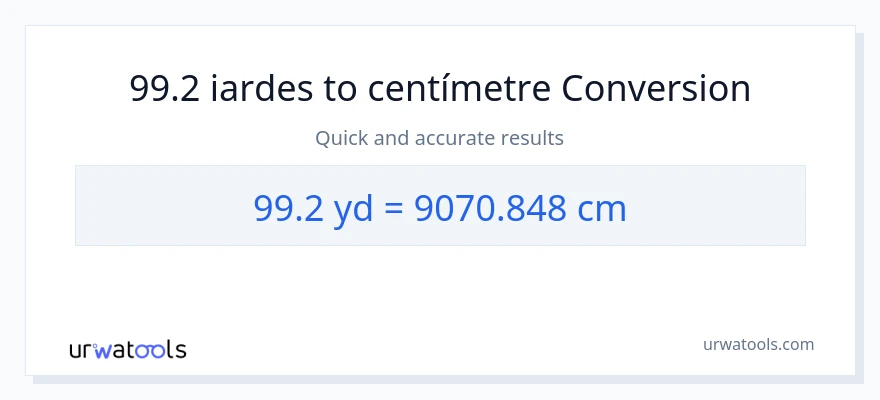 Conversió de 99.2 iardes a Centímetres