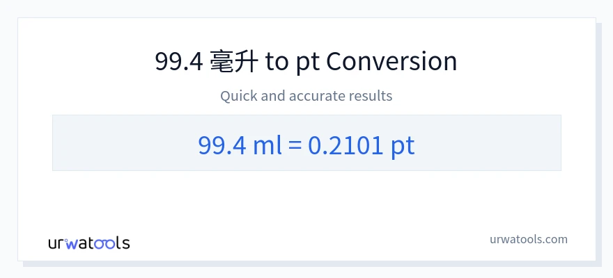 99.4 毫升 到 Pints 轉換