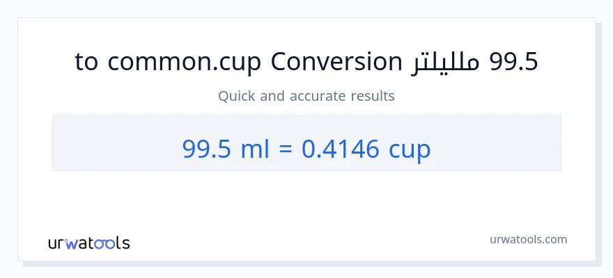 التحويل من 99.5 ملليلتر إلى أكواب